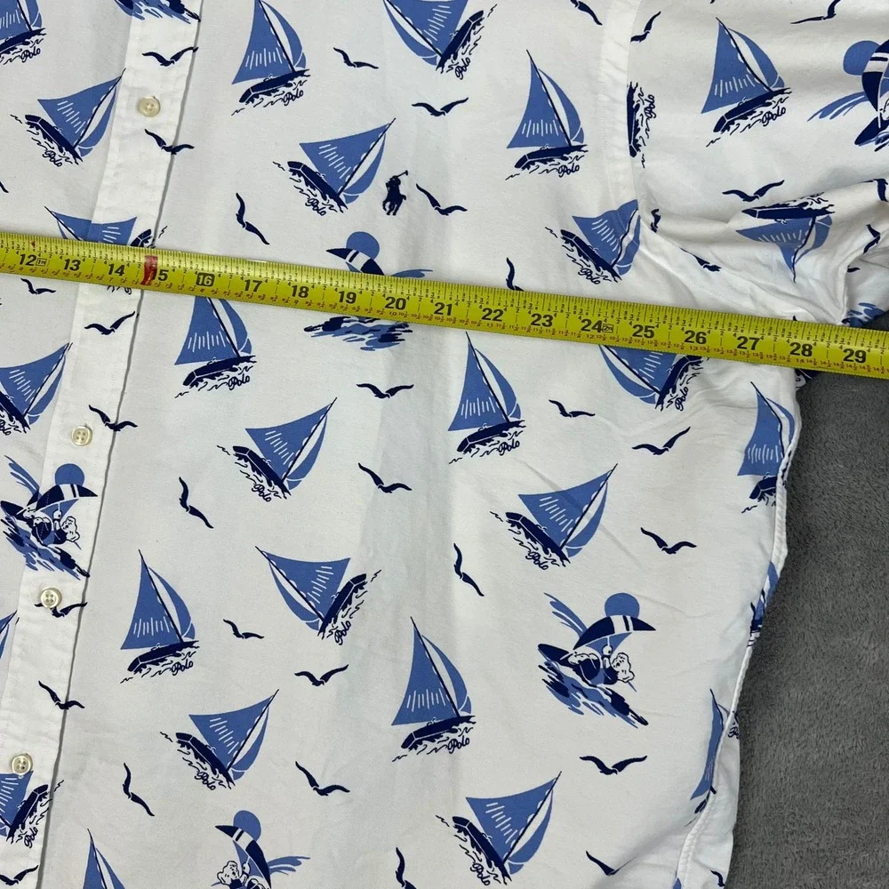 Polo Ralph Lauren Oxford Shirt Mens 2XB Cotton Sailboat Nautical Bear Preppy